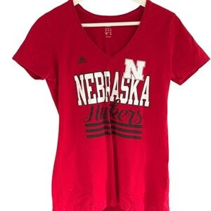 Adidas University of Nebraska Huskers Womens V Neck Top Size Large